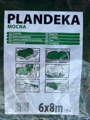 Брезент (тент, пландека) зелений поліпропіленовий з металевими кільцями 6*8 м