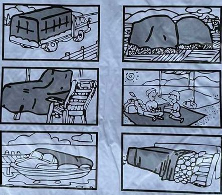 Брезент (тент, пландека) сірий поліпропіленовий з металевими кільцями 8*10 м